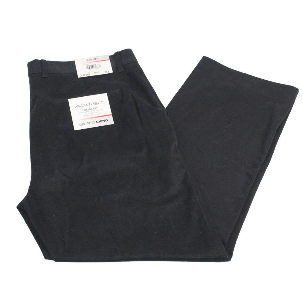 Axist Tech Slim Fit Chino Dress Pants Men's Size 36x29 Black Dry Fit Flat Front